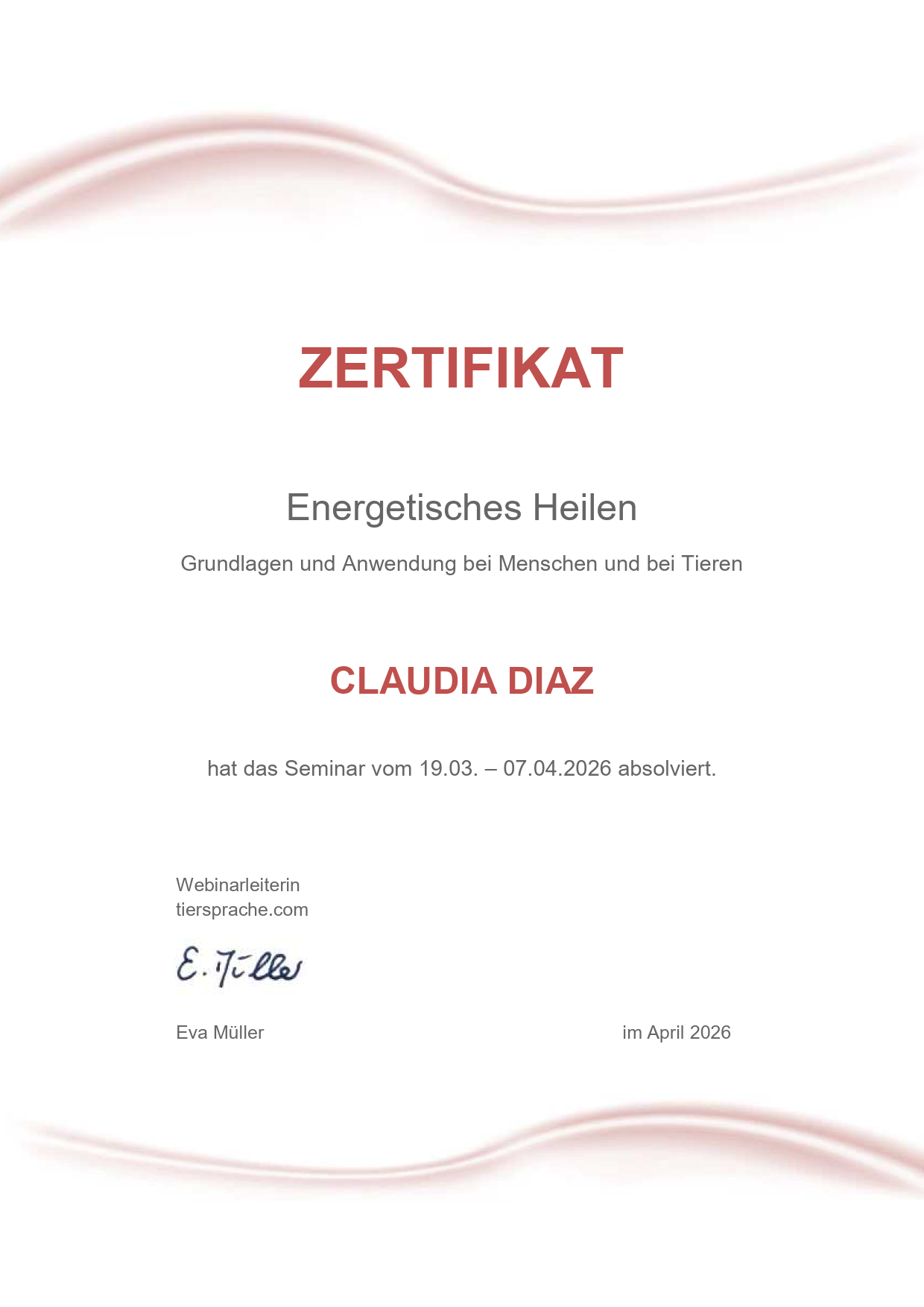 Zertifikat: Energetisches Heilen